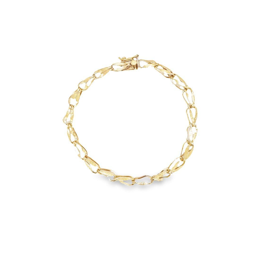 Bracelet vintage en or jaune 14K à maillons fantaisie en vente 1