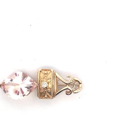 Vintage 14K Yellow Gold Fantasy-Cut Morganite & Diamond Pendant