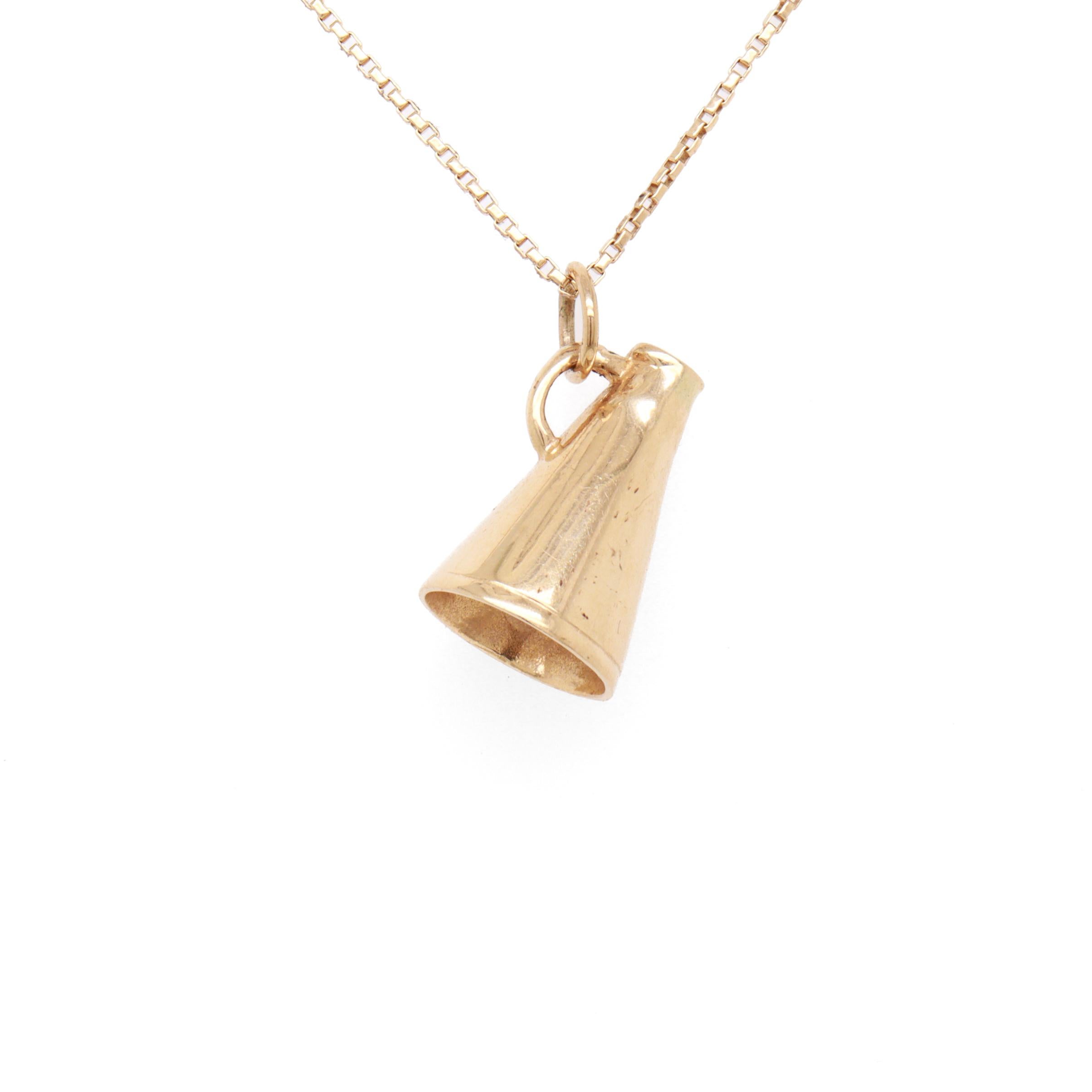 Vintage 14K Oro Amarillo Figural Alegre Cuerno Charm para una pulsera Retro en venta