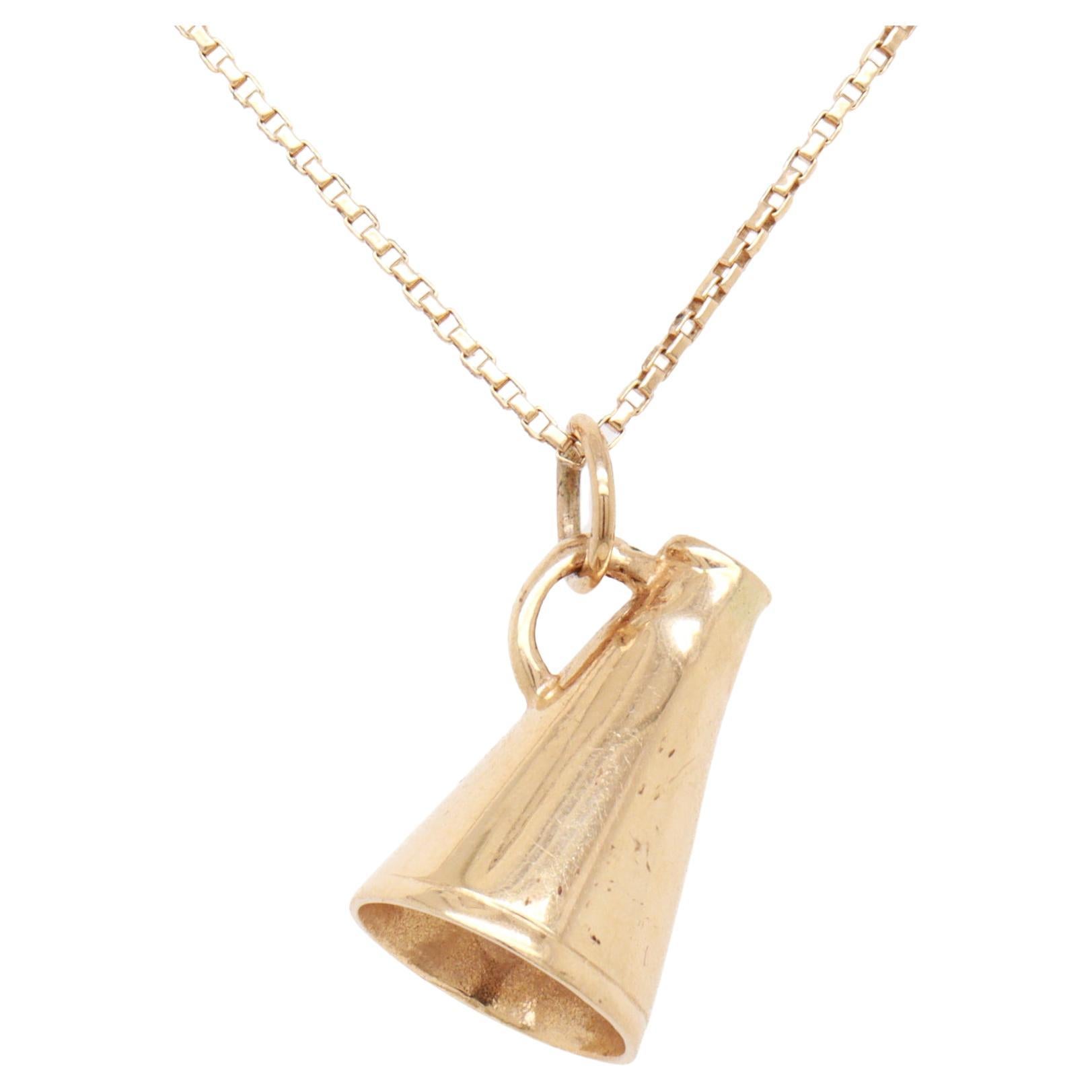 Vintage 14K Yellow Gold Figural Cheer Horn Charm for a Bracelet