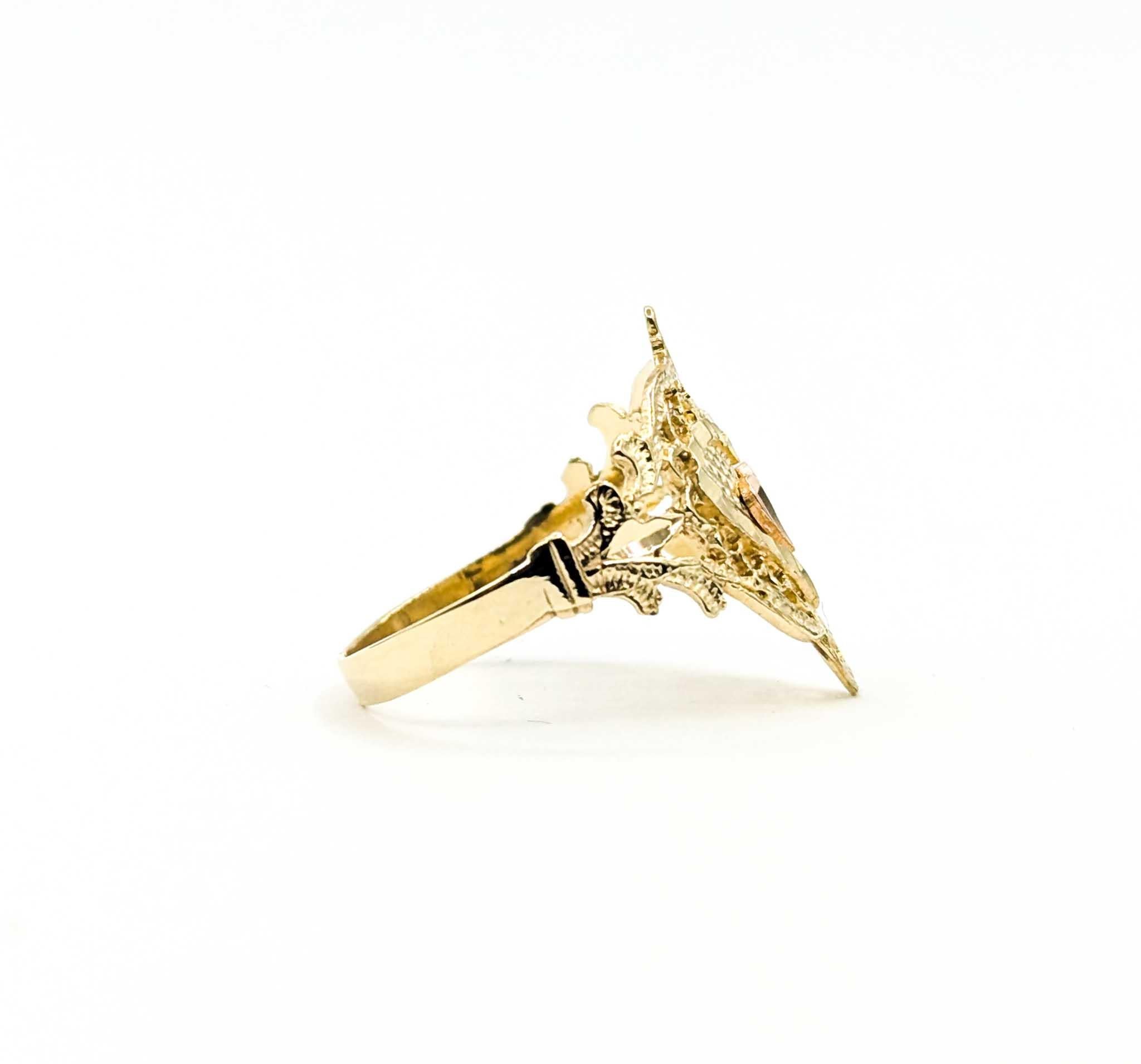 Vintage 14k Yellow Gold Filigree Heart Ring For Sale 1