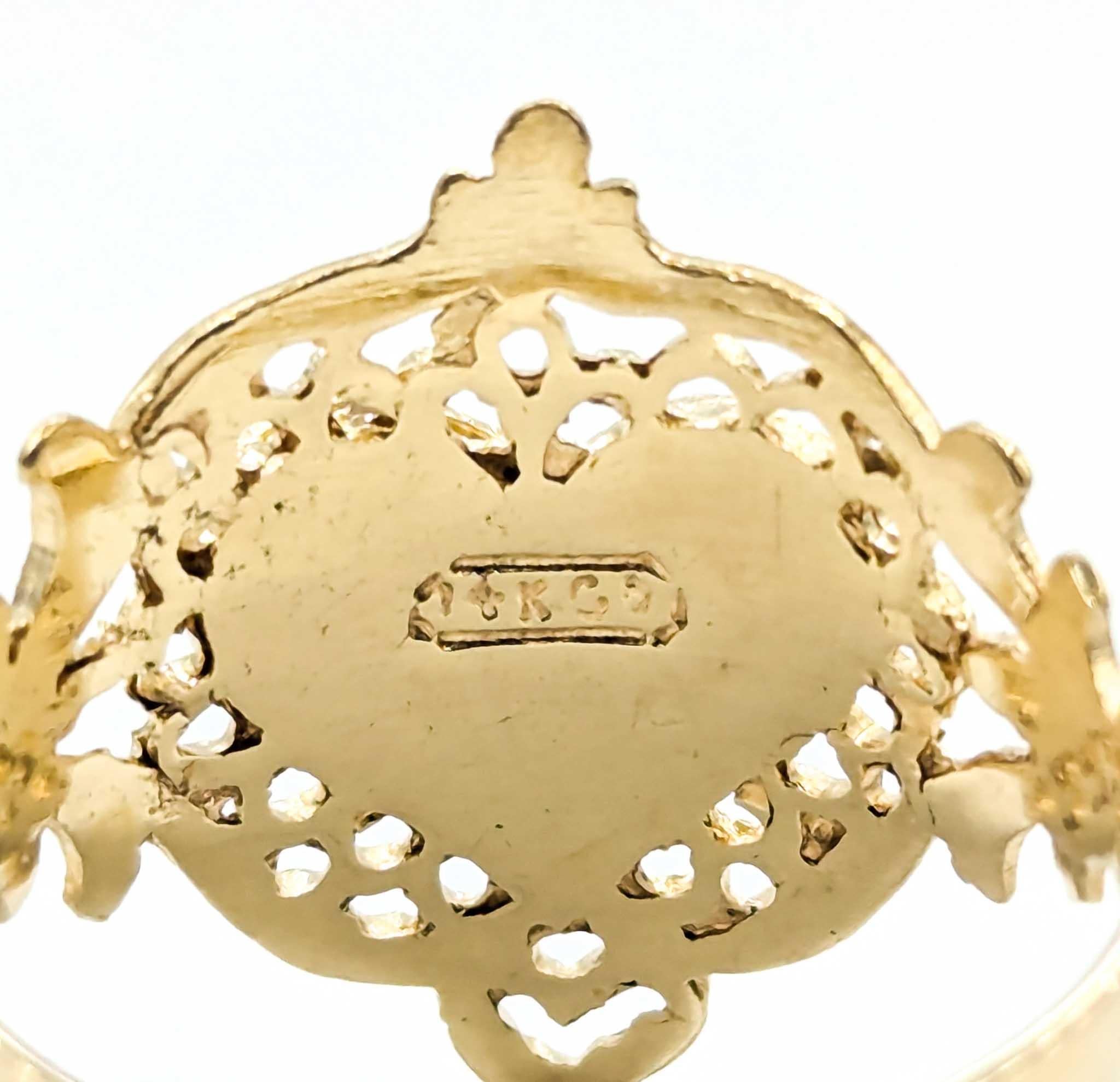 Vintage 14k Yellow Gold Filigree Heart Ring For Sale 4