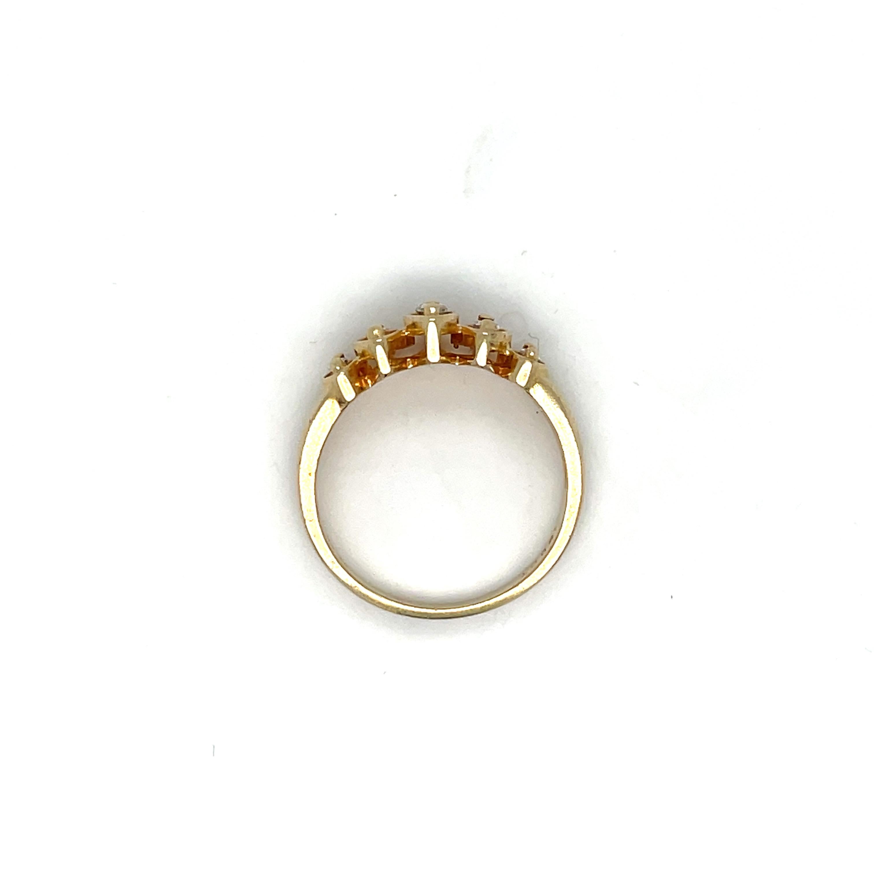 14 Karat Gelbgold F�ünf-Marquise-Diamantring 1