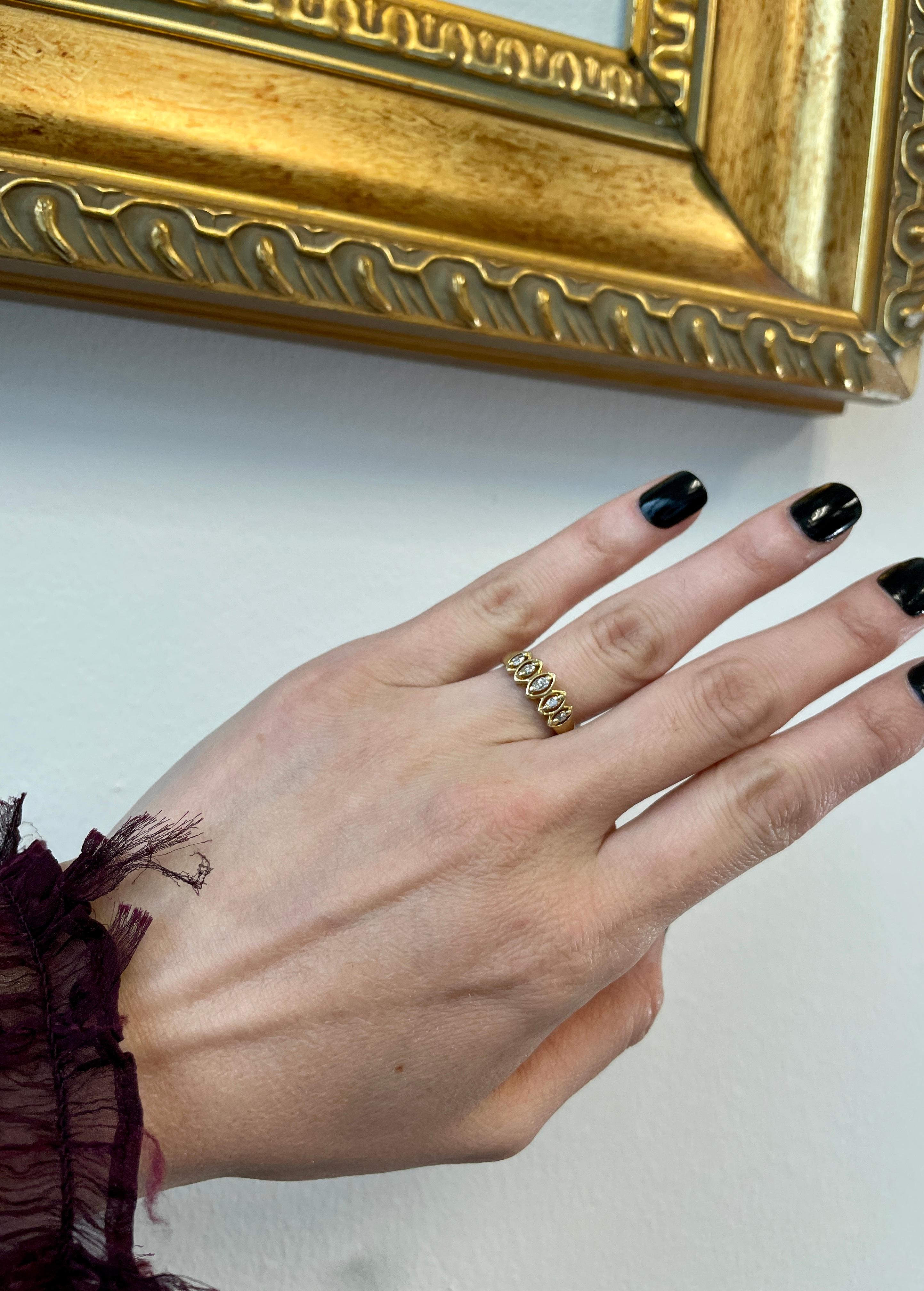 14 Karat Gelbgold Fünf-Marquise-Diamantring 2