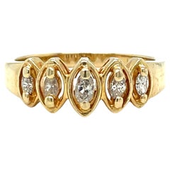 14 Karat Gelbgold Fünf-Marquise-Diamantring