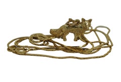 Vintage 14k Yellow Gold Flat Cobra Chain Fox Wolf Pendant Necklace 6g