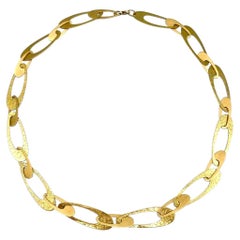 Retro 14k Yellow Gold Flat Link Necklace