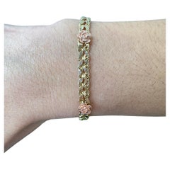 Pulsera Vintage Flor de Oro Amarillo de 14k