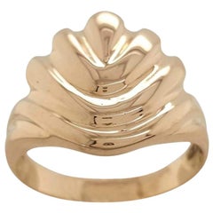 Vintage 14 Karat Gelbgold geriffeltes Design Ring