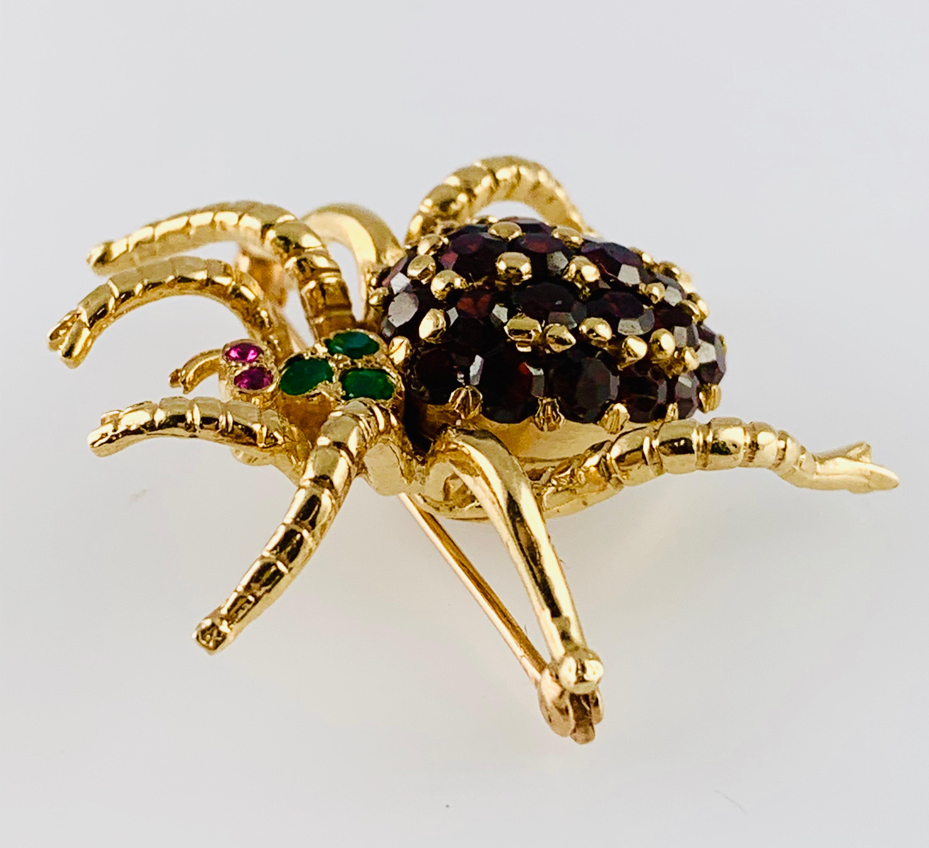 vintage garnet spider pin