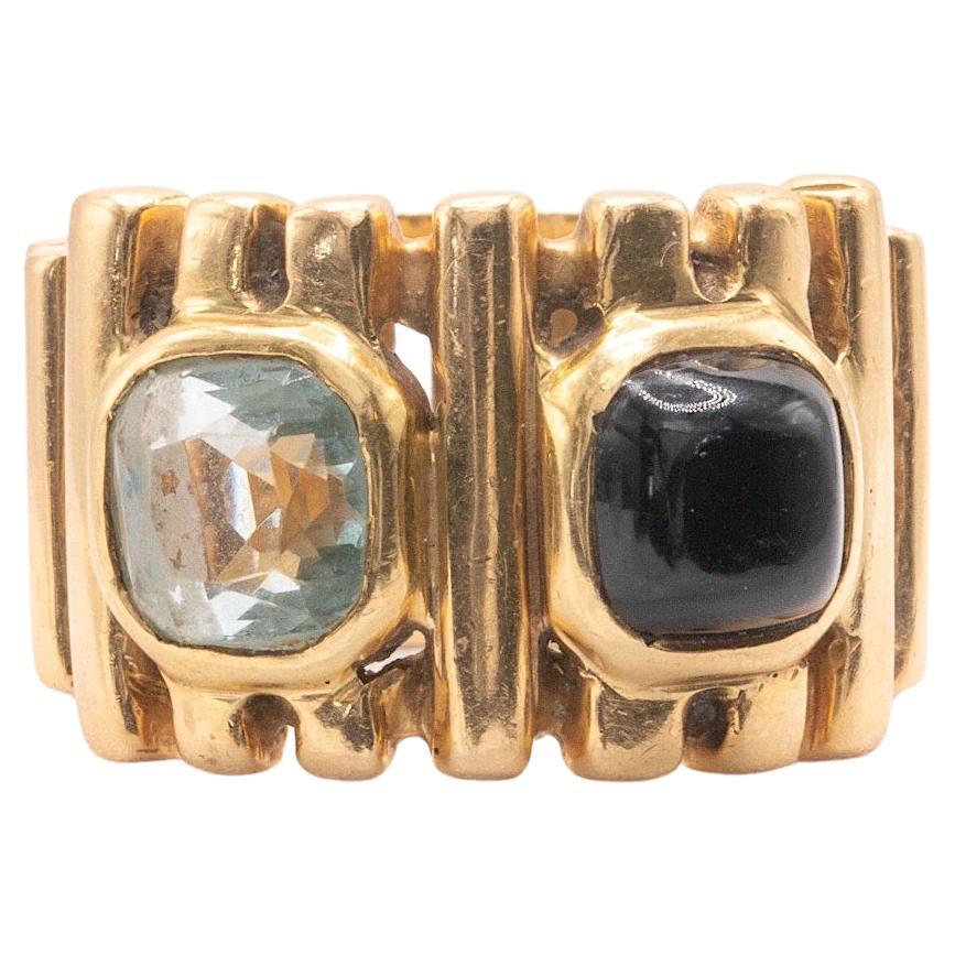 Vintage 14k Yellow Gold Gemstone Cushion Ring