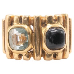 Vintage 14k Yellow Gold Gemstone Cushion Ring