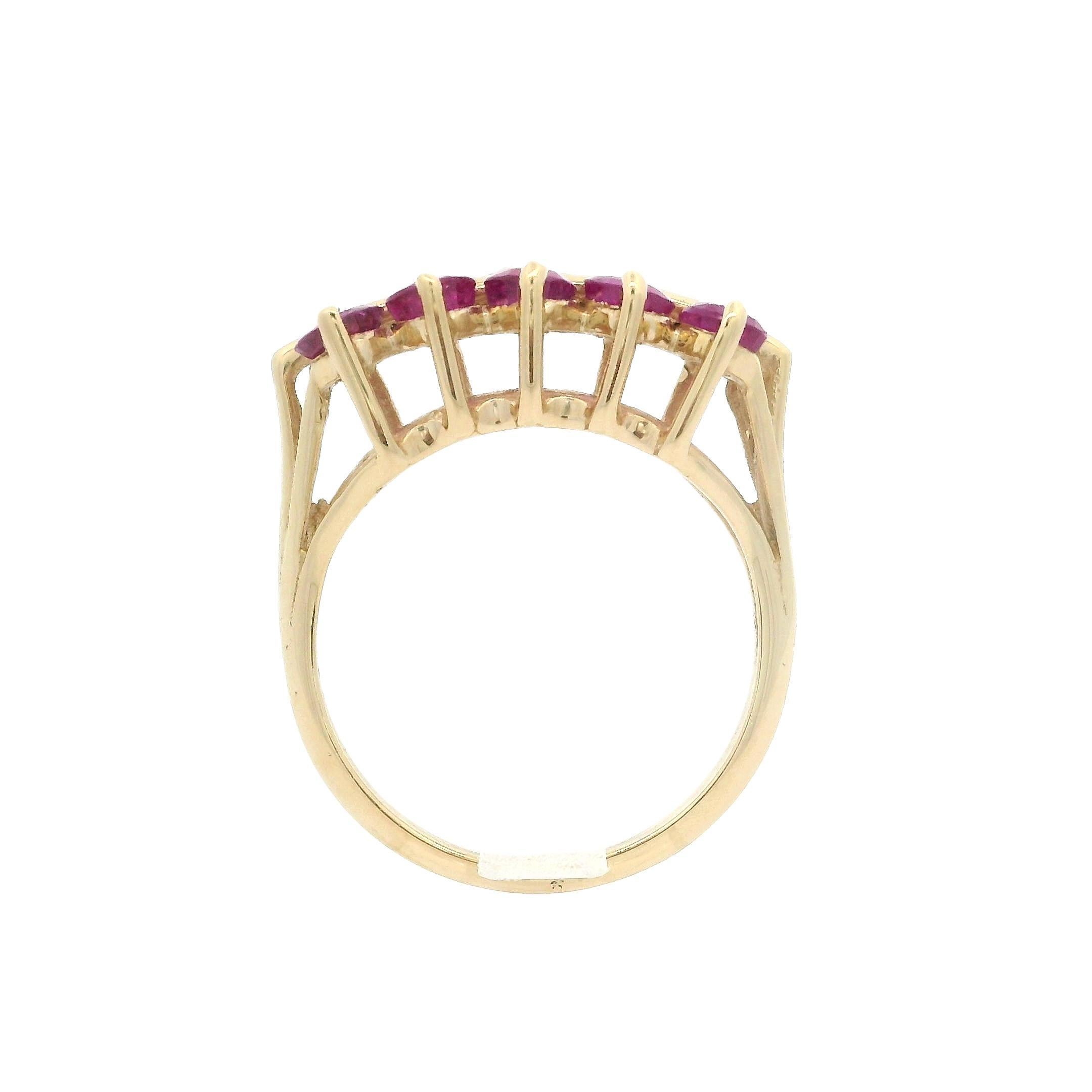 Vintage 14k Yellow Gold GIA 2ctw No Heat Burma Pink Sapphire 2 Row Band Ring For Sale 4