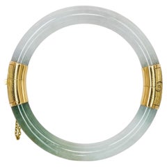 Pulsera vintage de oro amarillo de 14k con jadeíta de tipo A certificada por el GIA