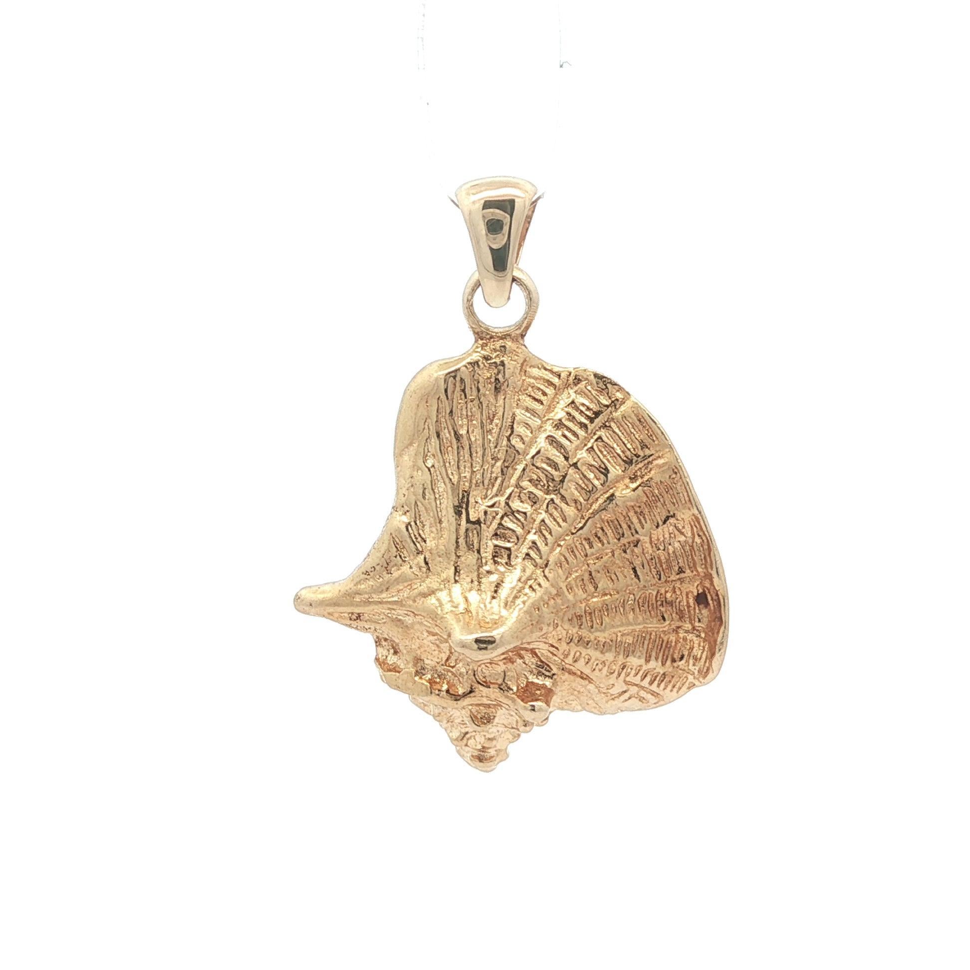 Donna Ciondolo con conchiglia di conchiglia rosa naturale in oro giallo 14k GIA d'epoca in vendita