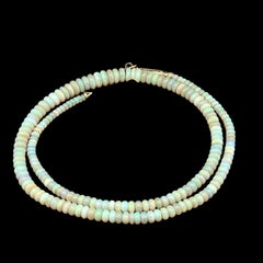 Vintage 14k Yellow Gold GIA Opal Rondelle Beads Graduated 22" Strand Necklace