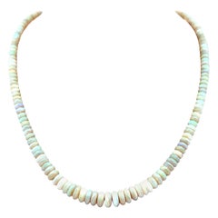 Vintage 14k Yellow Gold GIA Opal Rondelle Beads Graduated 22" Strand Necklace