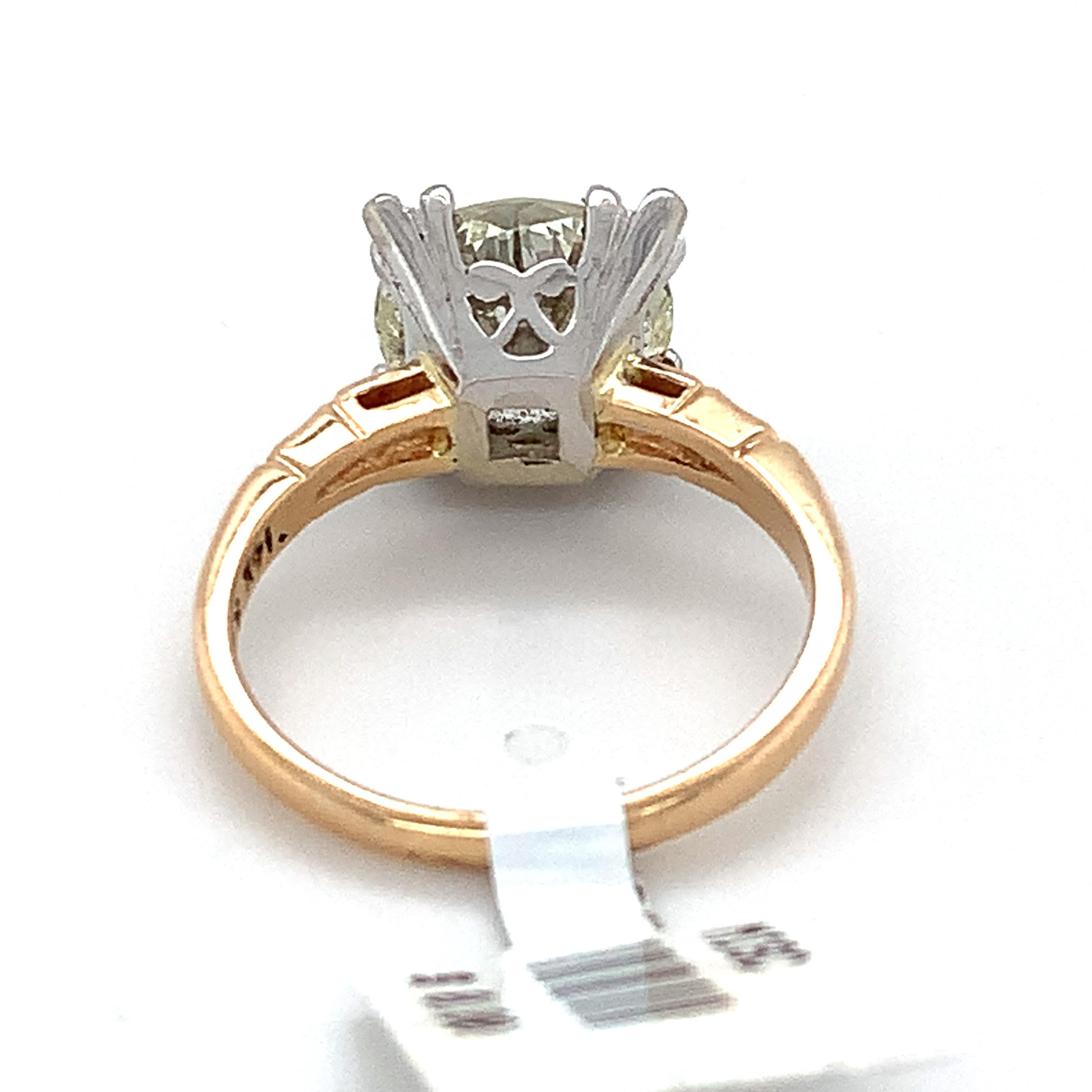 Vintage 14k Yellow Gold GIA Round Diamond 2.9ct N-SI2 Solitaire Ring 2