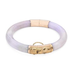 Bracciale vintage con cerniera in oro giallo 14k GIA Tipo A Lavanda Giada Giada