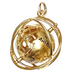 Vintage 14K Yellow Gold Globe Charm