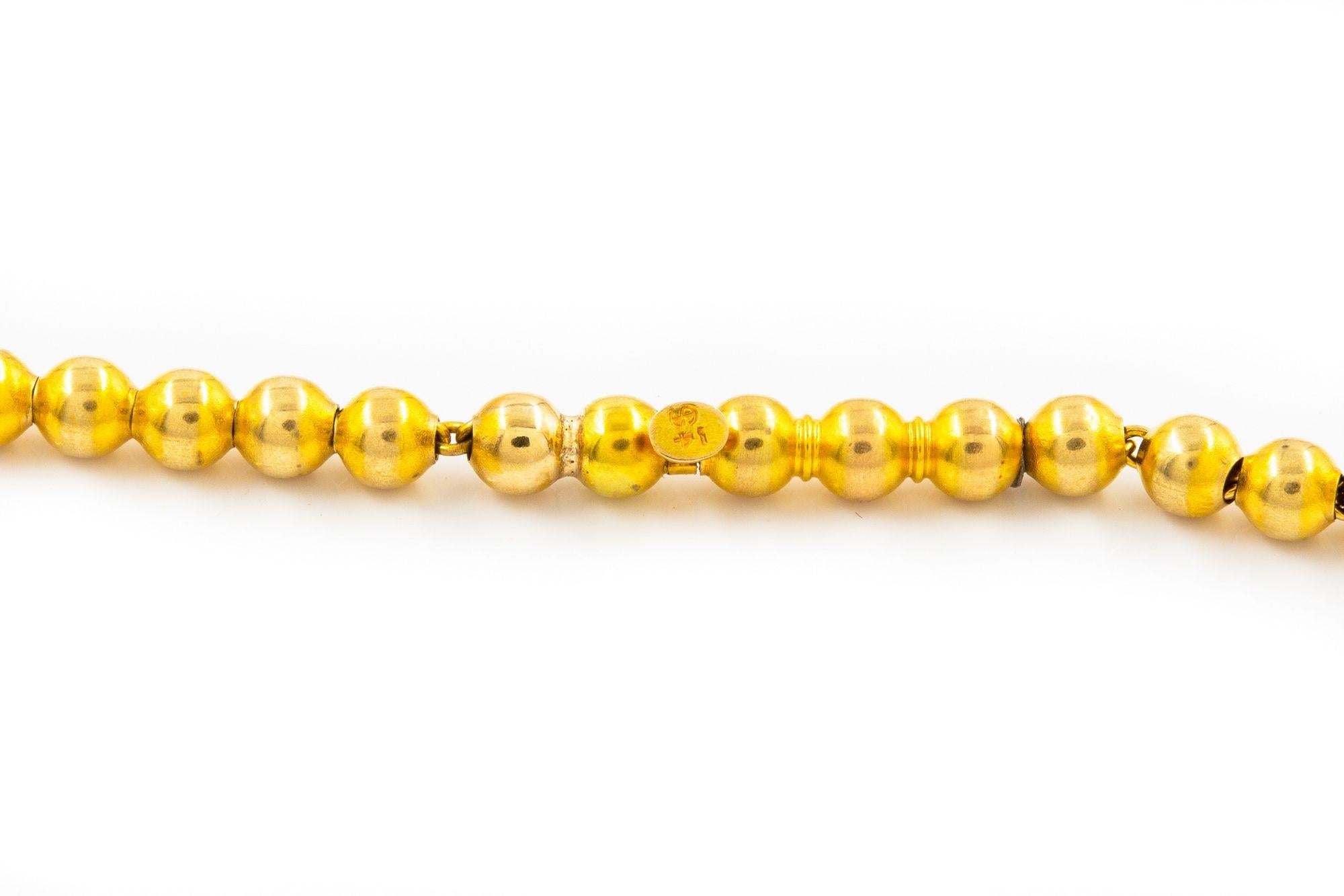 Vintage 14k Yellow Gold Graduated Bead Necklace, 35” long In Good Condition In Shippensburg, PA