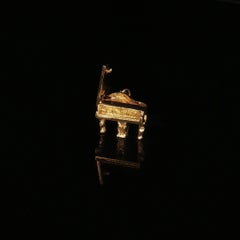 Vintage 14K Yellow Gold Grand Piano Charm Pendant Opening Lid 3D 4.7g