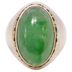Vintage 14k Yellow Gold Green Jadeite Jade Men's Ring