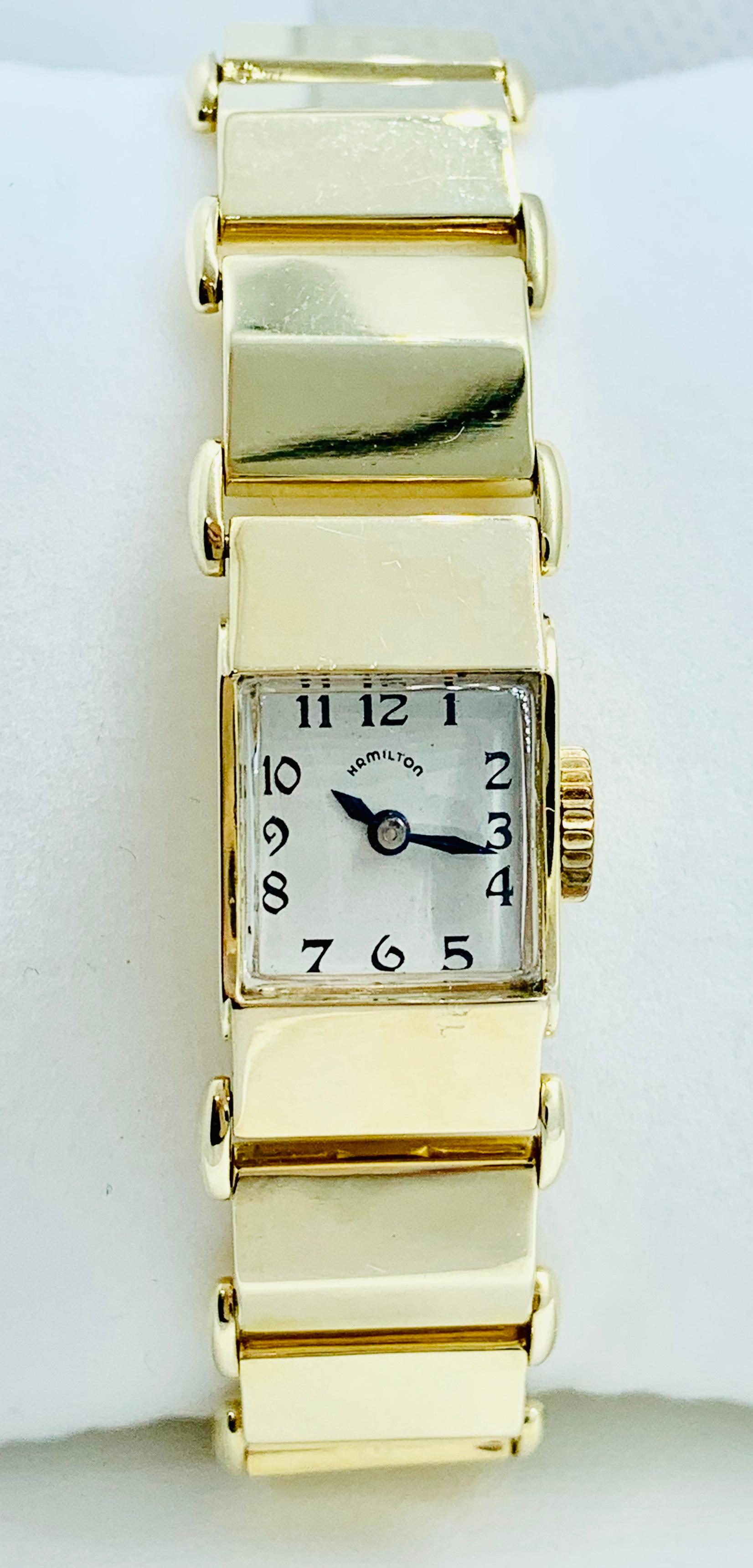 Women's Vintage 14 Karat Yellow Gold Hamilton Manual Wind Ladies Watch