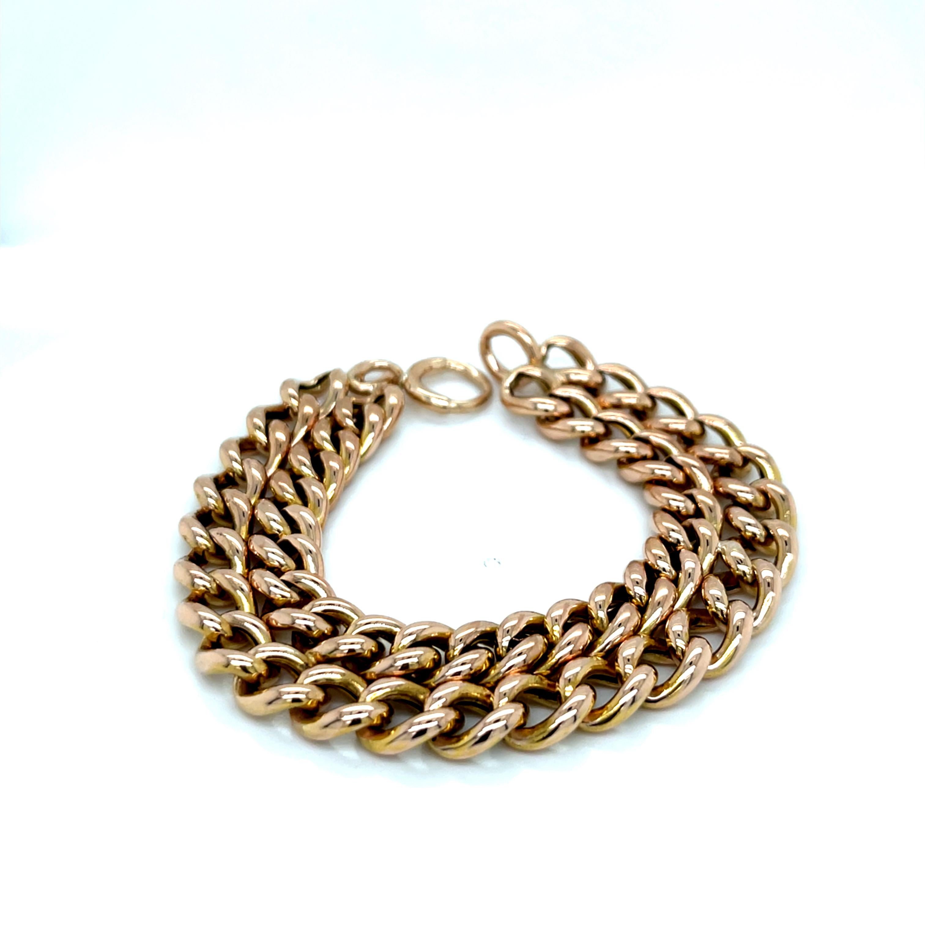 Donna Bracciale d'epoca in oro giallo 14k Hand Made a doppio filo largo in vendita