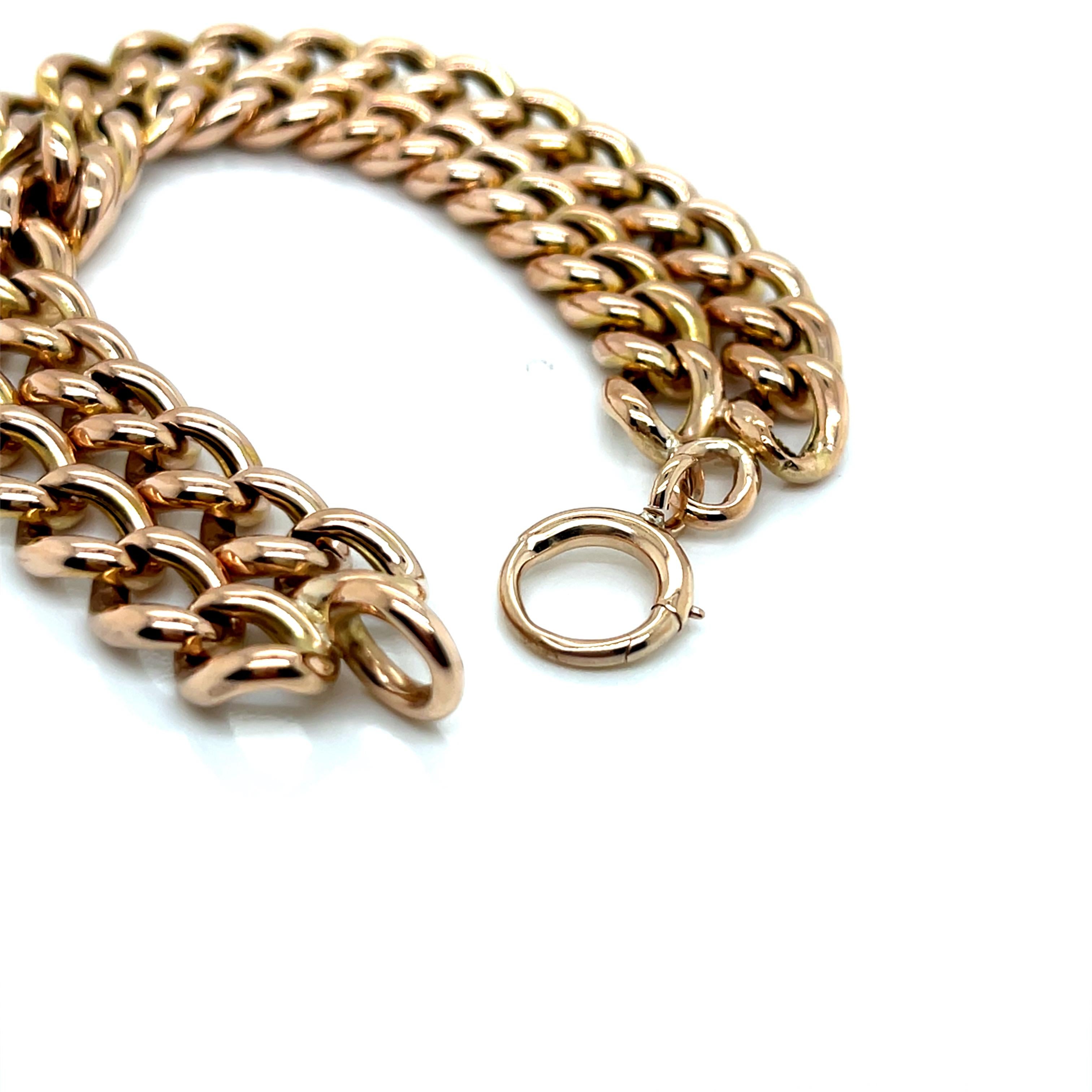 Bracciale d'epoca in oro giallo 14k Hand Made a doppio filo largo in vendita 1