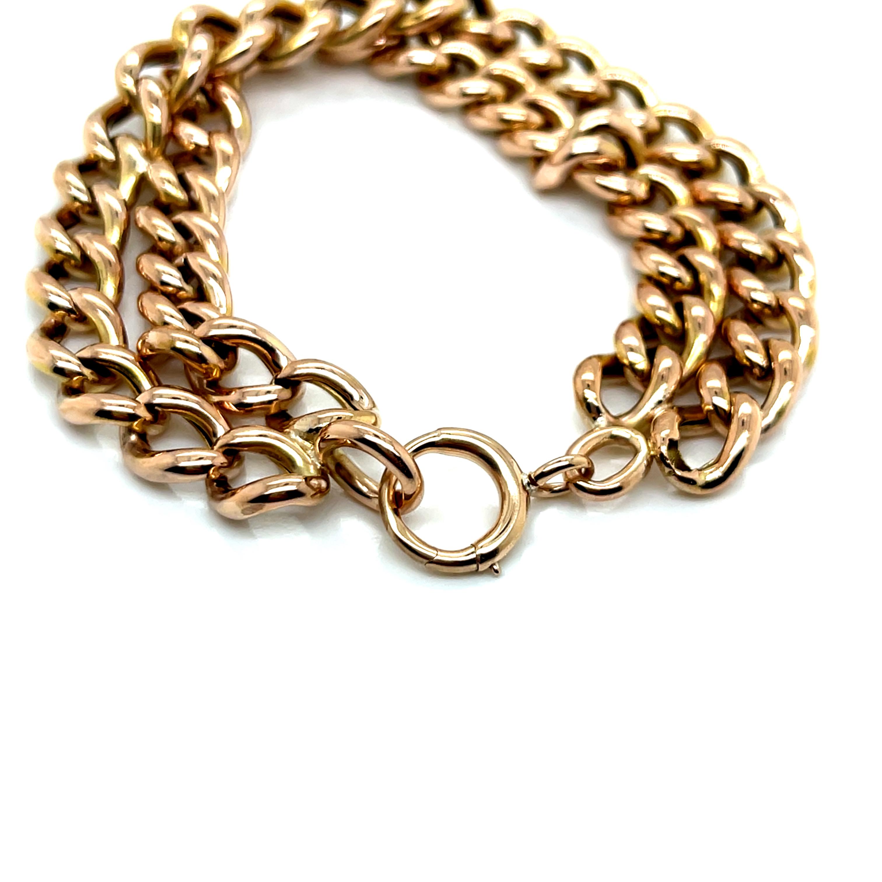 Bracciale d'epoca in oro giallo 14k Hand Made a doppio filo largo in vendita 2