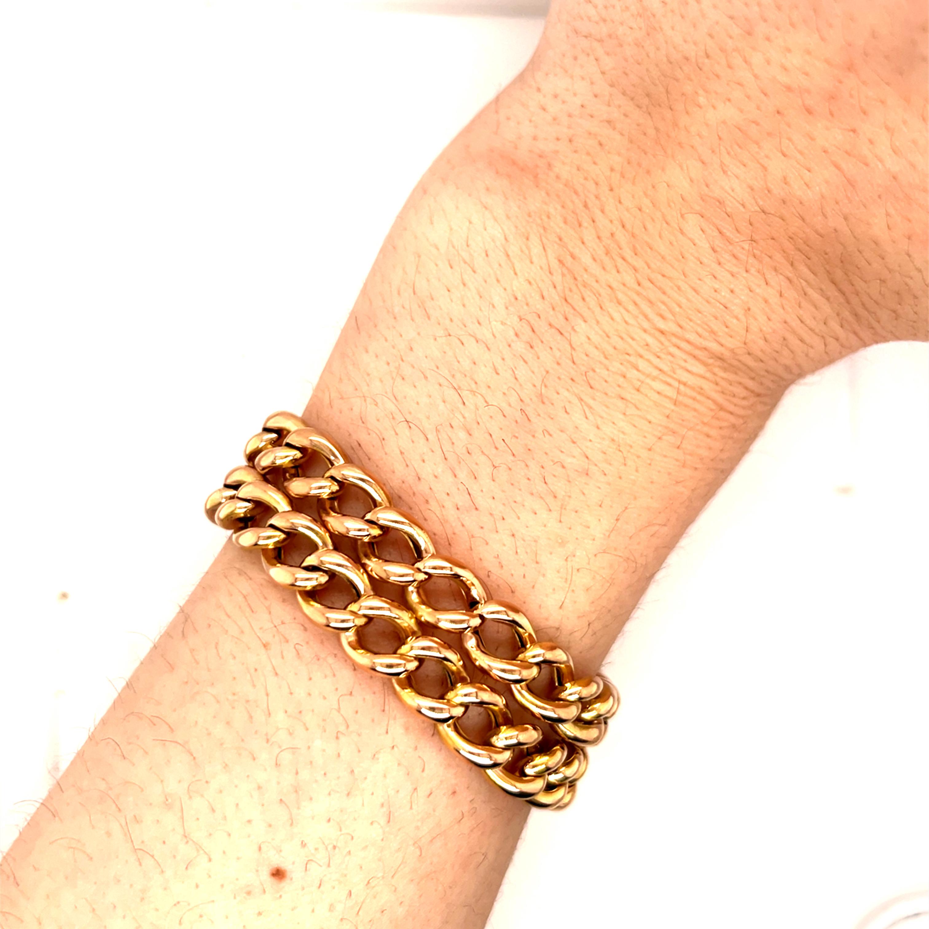 Bracciale d'epoca in oro giallo 14k Hand Made a doppio filo largo in vendita 3