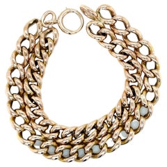 Vintage 14k Gelbgold Hand Made Double Wide Cable Link Bracelet