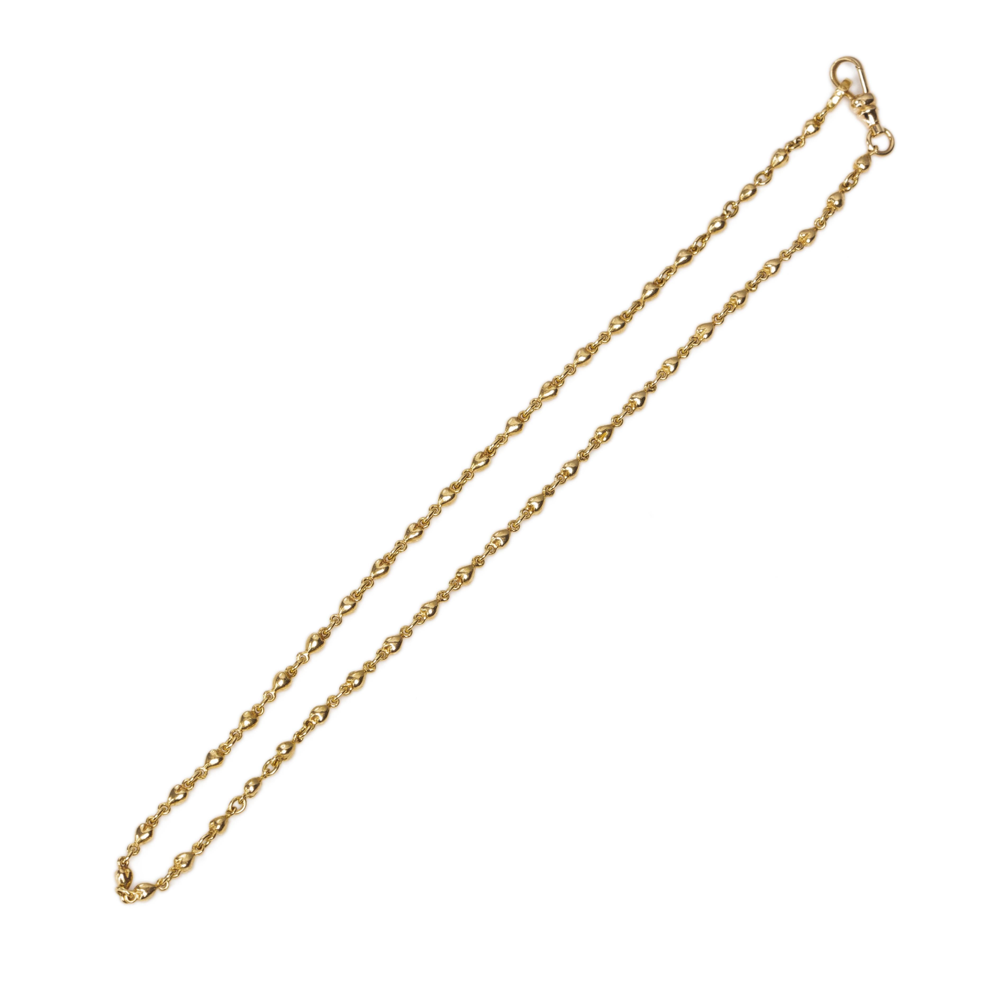 Here we have a delicate 14K yellow gold handmade heart chain necklace. This little beauty is well made and perfect for a little pop if shine to any outfit for any occasion. You can dress it up with a little black dress, or down with jeans and a cute