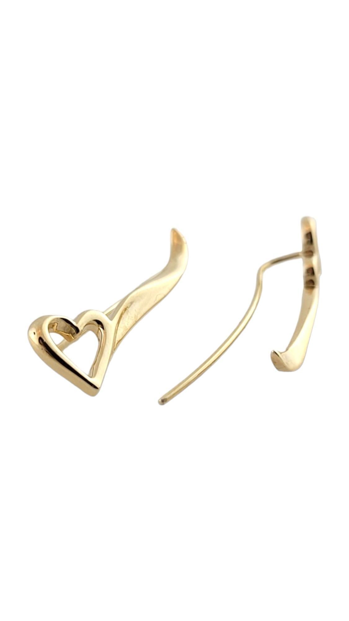 Vintage 14K Yellow Gold Heart Ear Pins #16124 In Good Condition For Sale In Washington Depot, CT