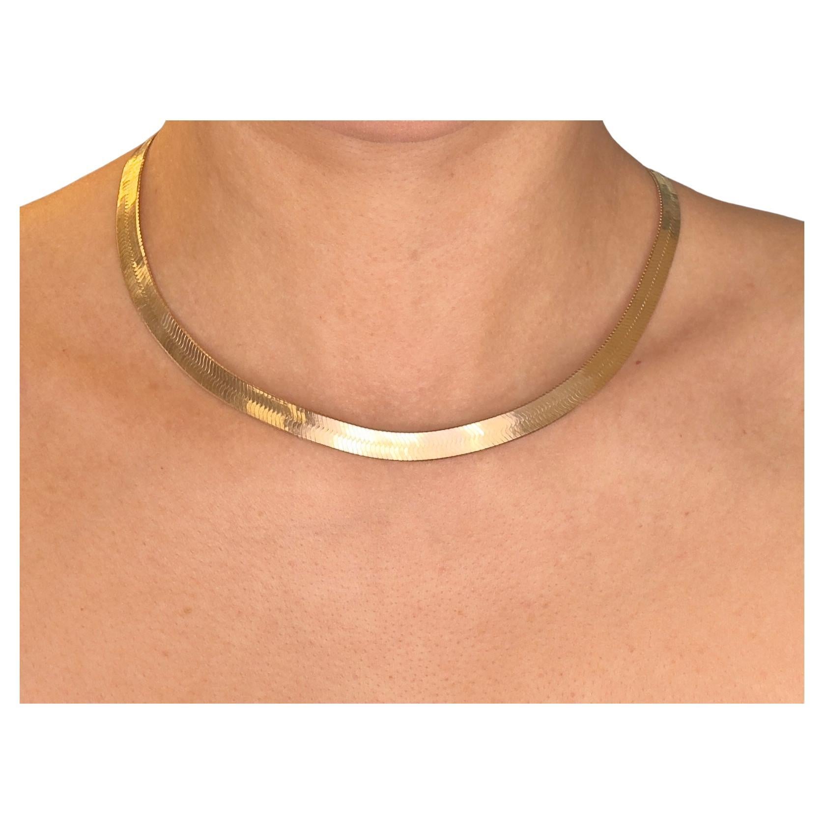 Vintage 14k Gelbgold Herringbone Halskette