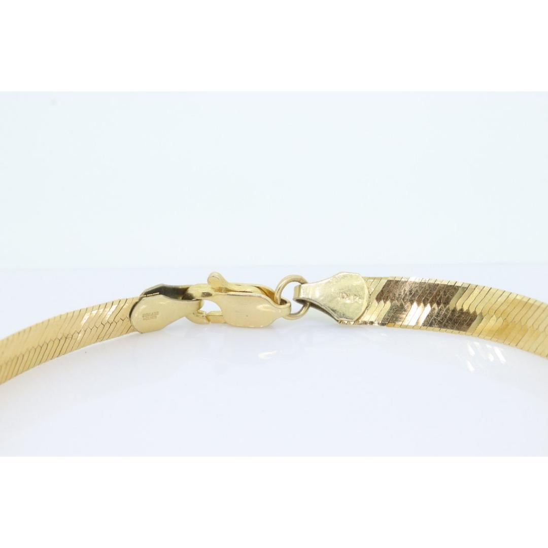 Vintage 14k Gelbgold hochglanzpoliertes herringbone-Armband. Breites Fischgrätenmuster 2