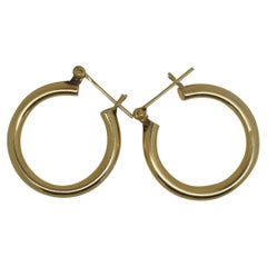 Vintage 14K Yellow Gold Hollow Tube Hoop Earrings 2.3g 1"