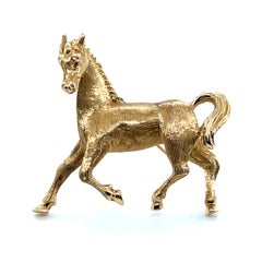 Vintage 14k Yellow Gold Horse Brooch 1970s