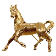 Vintage 14k Yellow Gold Horse Brooch 1970s