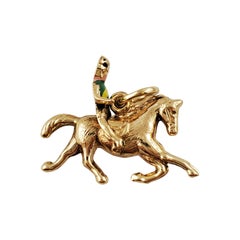 Vintage 14K Yellow Gold Horse & Jockey Charm
