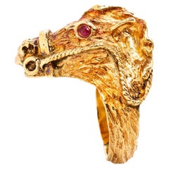 Vintage 14K Yellow Gold Horse Ring