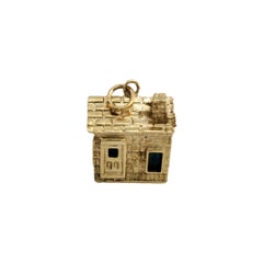 Vintage 14K Yellow Gold House Charm 3D Figures Inside #18419