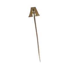 Vintage 14K Yellow Gold Initial “A” Stick Pin