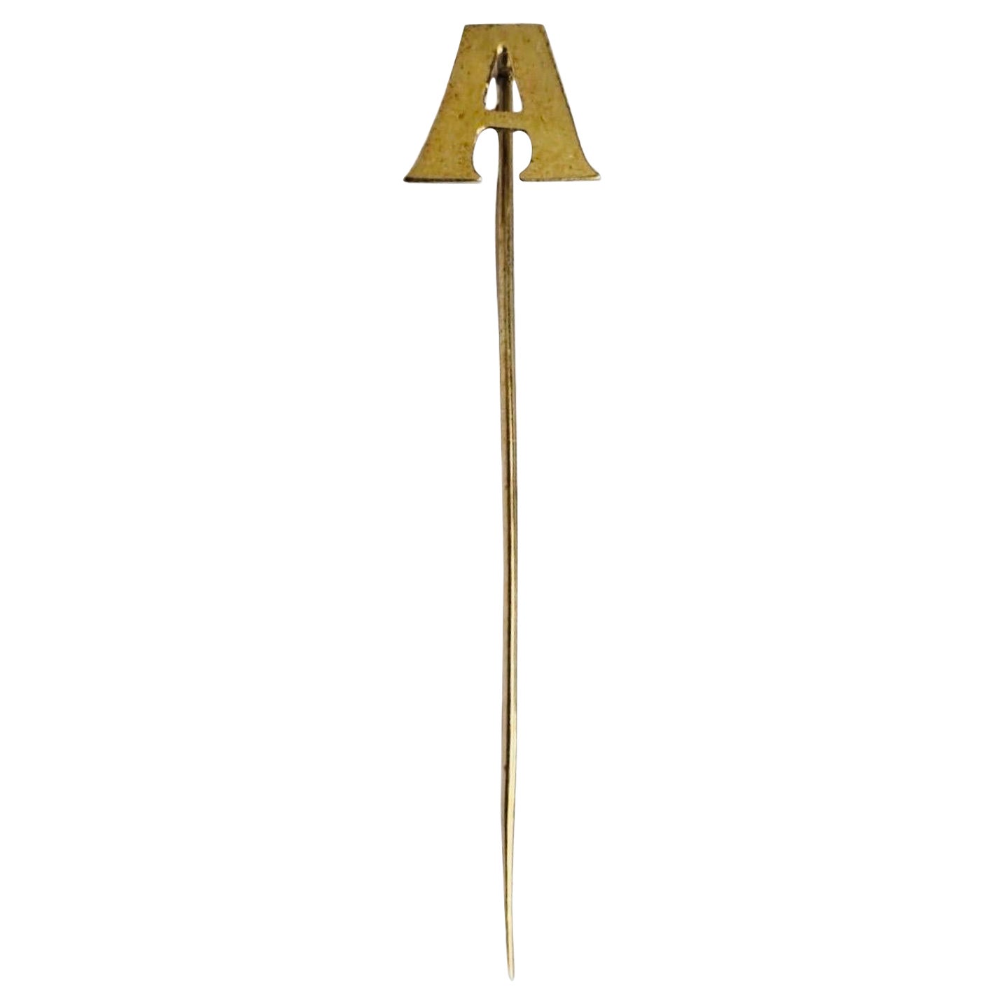 Vintage 14K Yellow Gold Initial "A" Stick Pin en vente