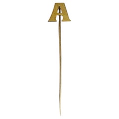 Vintage 14K Gelbgold Initial "A" Stick Pin