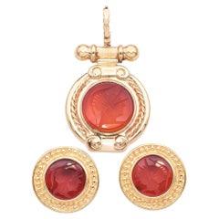 Conjunto de joyas calcográficas vintage de oro amarillo de 14k