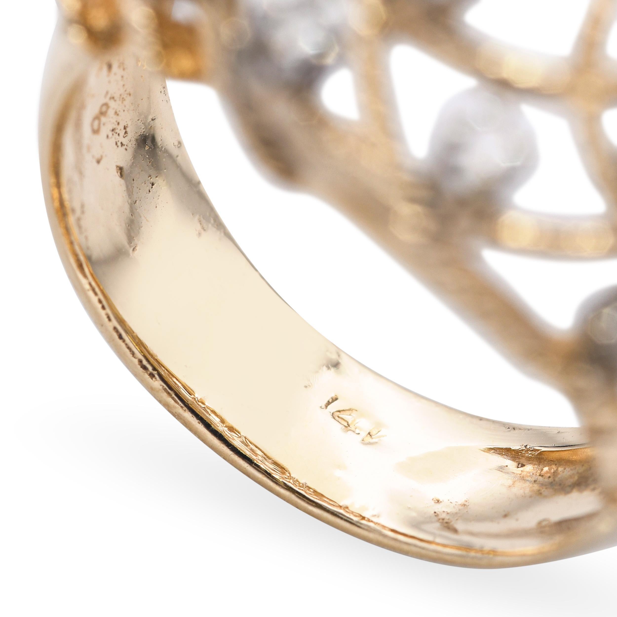 Vintage 14k Yellow Gold Intertwined Basket Style Statement Ring For Sale 1