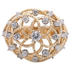 Vintage 14k Yellow Gold Intertwined Basket Style Statement Ring