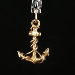 Vintage 14K Yellow Gold Italian Anchor and Rope Charm Pendant 1.4g